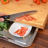 thumbnail of Bambus Schneidebrett - 49x37x8 cm mit Edelstahl Auffangschale - Holz Brett Natur