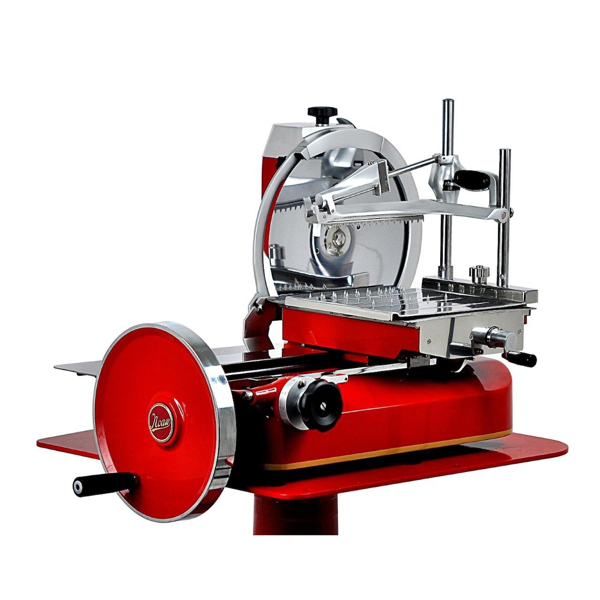 Affettatrice manuale a volano, lama diametro 330 mm, colore di serie rosso, dim.mm.815x675x610h - mod.330/83