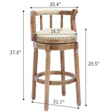 thumbnail of Barhocker aus Echtleder+Holz Weiß mit Rückenlehne 360 Grad drehbar gepolsterter Sitz Barstuhl für Küche Theke, 96x55x55 cm