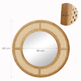 thumbnail of Espejo redondo de ratán para pared COSTWAY, espejo decorativo con marco de madera, cristal de aluminio y ganchos.