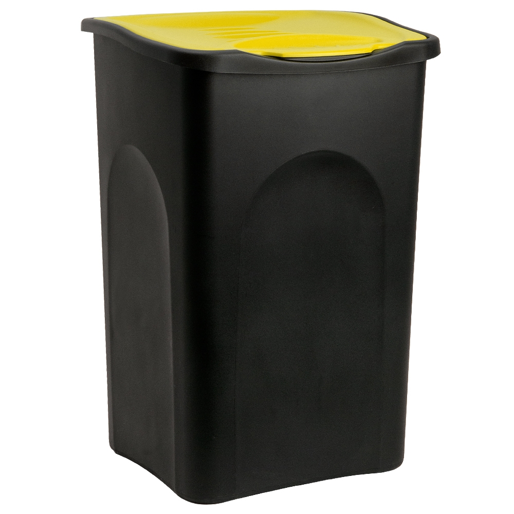 Stefanplast Mülleimer Klappdeckel Schwarz - Gelb 50 L