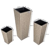thumbnail of Casaria Poly Rattan Blumentopf mit Wasserabfluss Creme - 3er Set