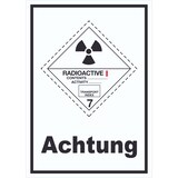 thumbnail of Schild radioaktive Stoffe Achtung Radioactive I-WEISS hochkant A6 (105x148mm)
