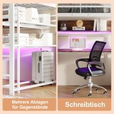 thumbnail of Hochbett 140x200 mit LED-Beleuchtung und Schreibtisch, stabiles Metallbett mit Stauraum, modernes Funktionsbett für Schlafzimmer und Studio Weiß