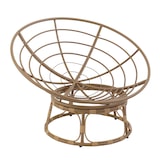 thumbnail of Fauteuil en acier et rotin synthétique avec coussin blanc