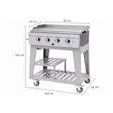 thumbnail of METRO PROFESSIONAL Barbecue a gas con 4 bruciatori e plancha, 85 × 50 cm, telo di copertura, con ruote, acciaio inox, argento