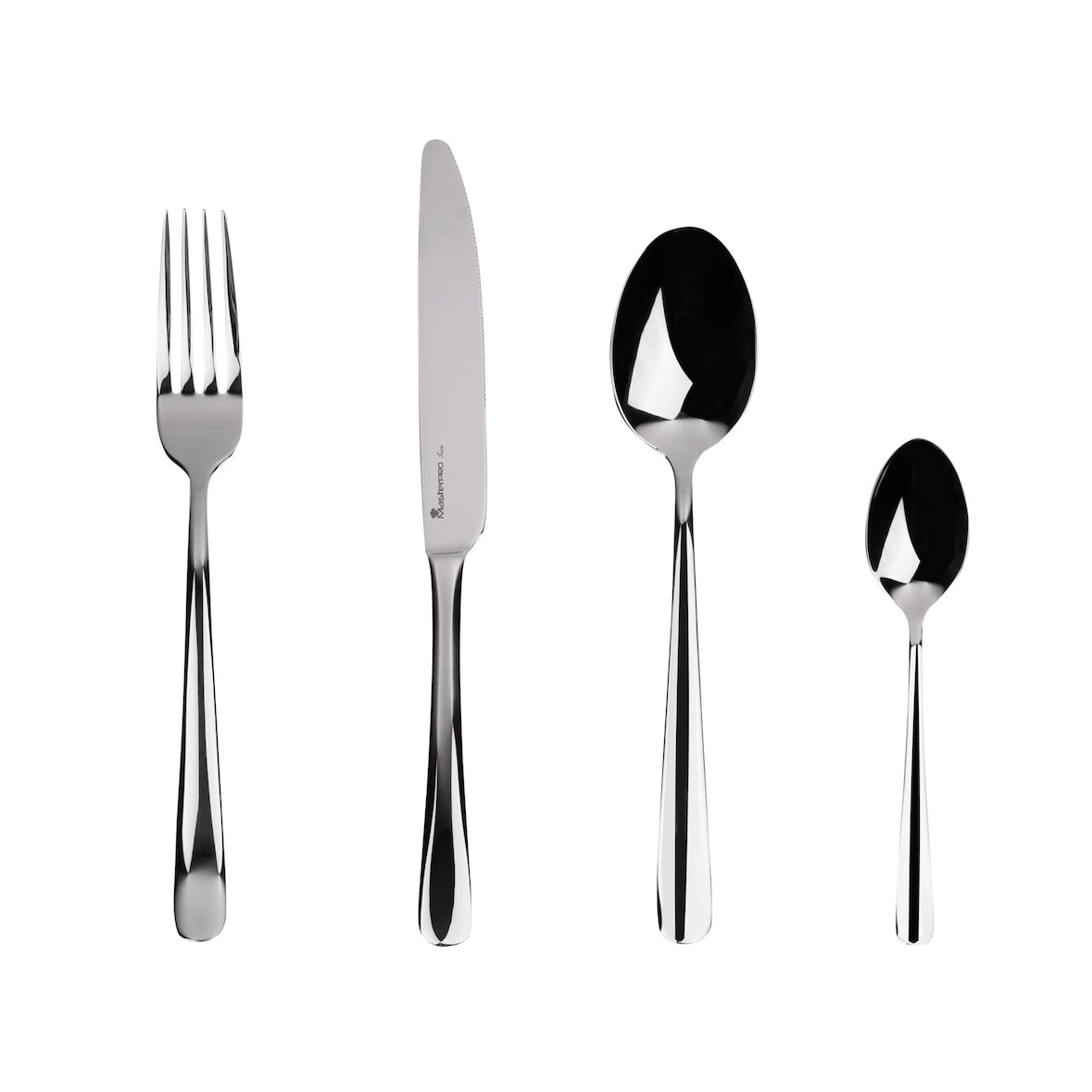 Masterpro - 4er-Set Besteck (Löffel, Gabel, Messer und Teelöffel) aus Edelstahl