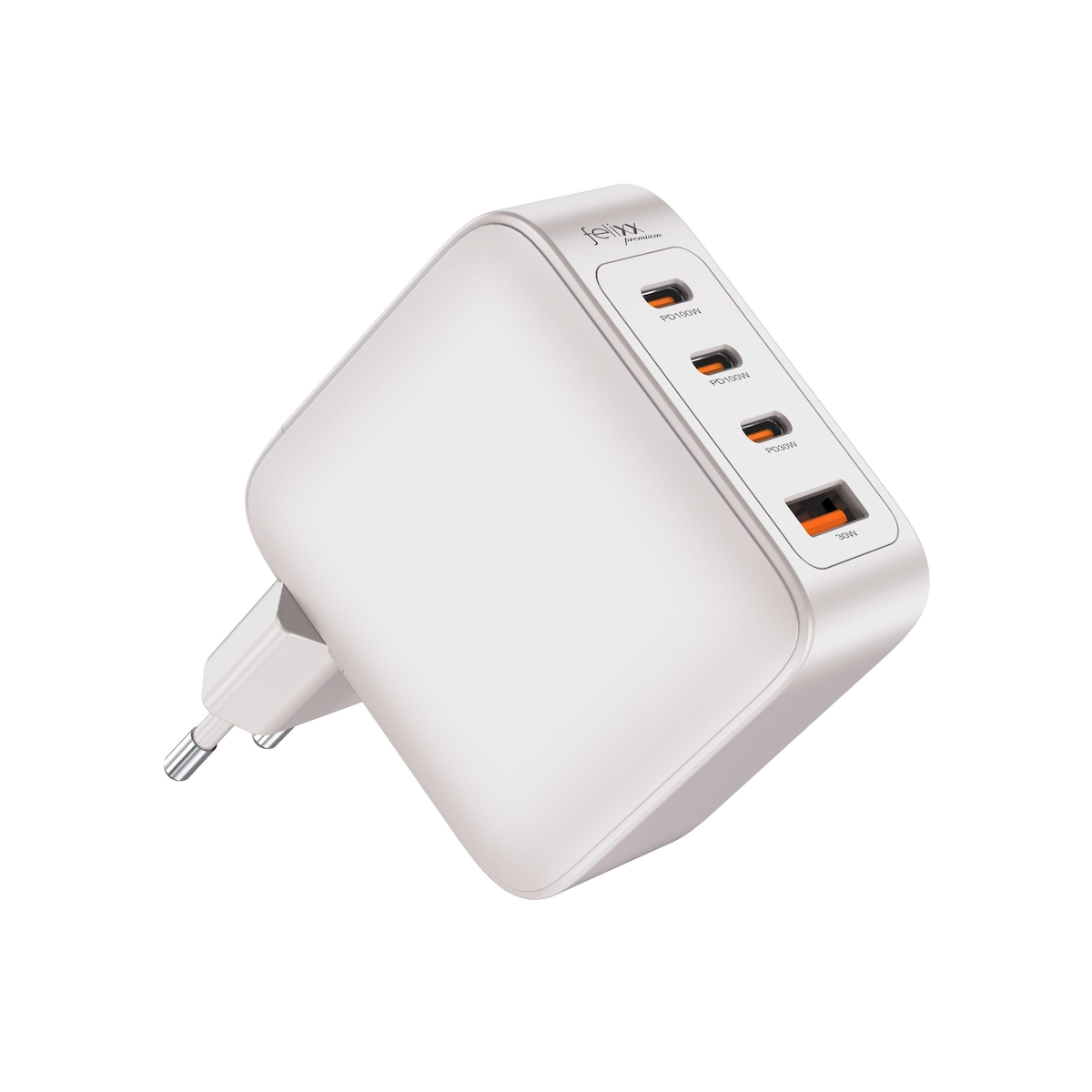 felixx Ladegerät 100W GaN USB-A USB-C weiß, PD Reiseadapter
