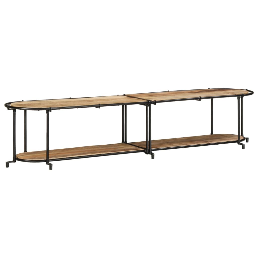 Helloshop26 - Meuble TV grand espace rangement 200 x 42 x 40 cm style industriel en bois massif marron 02_0057618