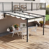 thumbnail of Outsunny pérgola de pared 3x3 m cenador de jardín con techo retráctil de poliéster y marco de acero para celebraciones fiestas bodas