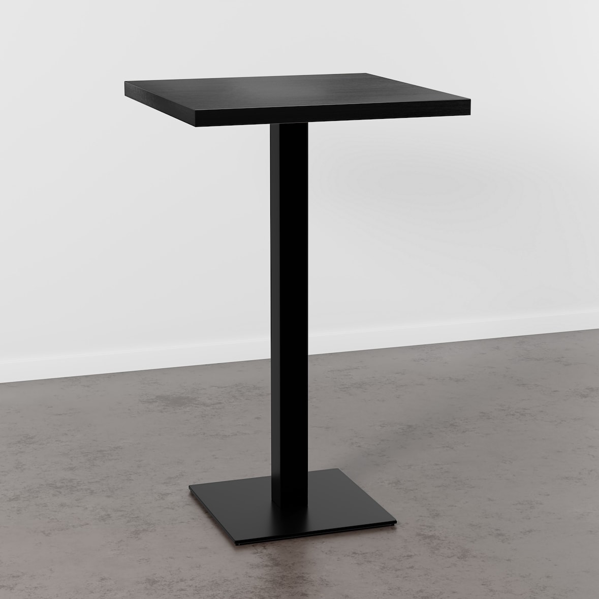 Gastro Stehtisch 60x60 cm | Dunkle Holzoptik | Gusseisengestell