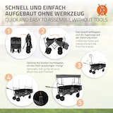 thumbnail of Hauki Bollerwagen L Grau, faltbar mit Dach, Handwagen klappbar, bis 80 kg, 2 Netztaschen + Außentasche, Bremse, Transportwagen Kinder