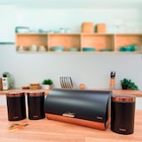 thumbnail of Briebe BB1161BLKM Conjunto de Caixa de Pão + 3 Boiões de Cozinha Aço Inoxidável, Contentor com Tampa Deslizante, Preto Mate/Ouro Rosa