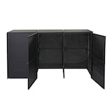 thumbnail of Décoshop26 - Abri de poubelles extérieur conteneurs à ordures avec couvercle jusqu'à 3 bacs en poly rotin noir 3x120 litres 04_0000952