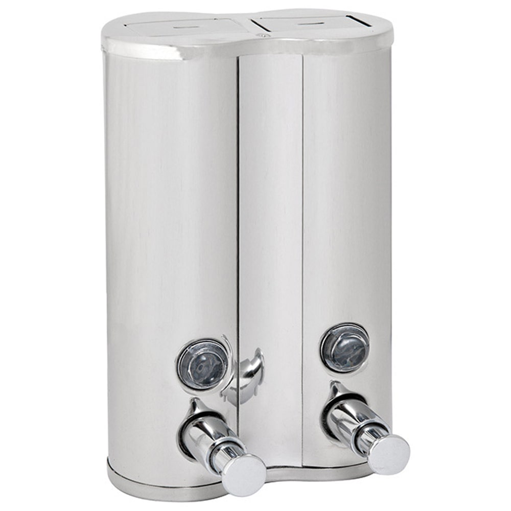 Garcia de Pou - Dispenser Lusso Gel & Shampoo 2X300 Ml 13X6,5X20 Cm Argento Acciaio Inox