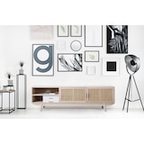 thumbnail of SalesFever Meuble bas TV avec façade en rotin | 2 portes, 2 compartiments ouverts | Corps MDF | Pieds en bois de paulownia | L150xP36xH45cm |nature