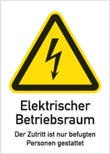 Aufkleber Elektrischer Betriebsraum..., Kombischild, Folie, 210x297 mm