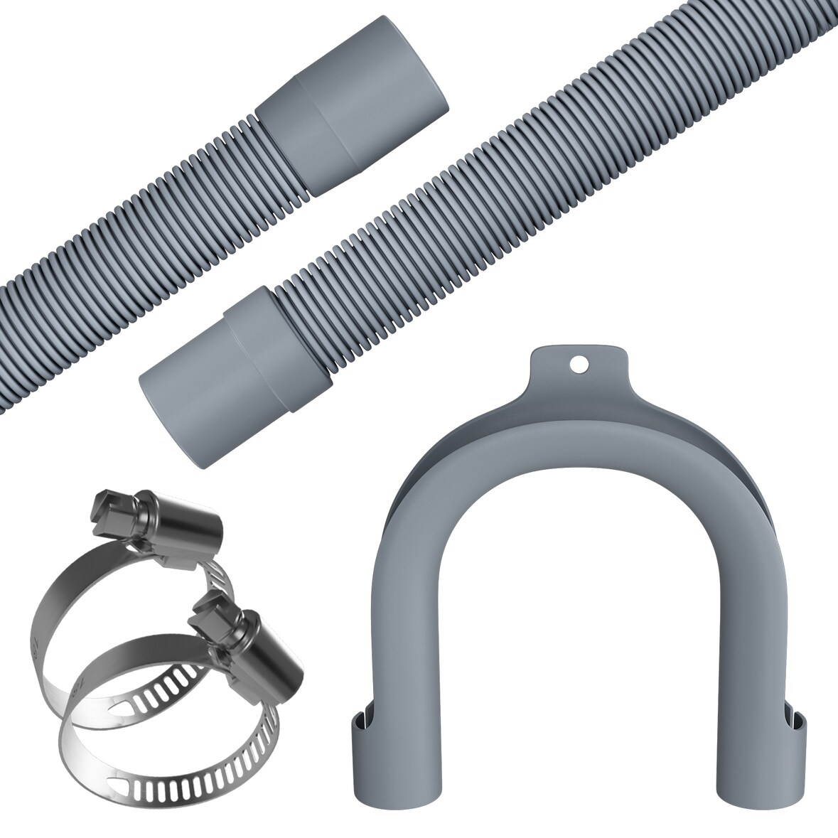 Set Ablaufschlauch 4m 19/22mm 2x Schellen, 1x Haltebogen für Waschmaschine