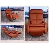 thumbnail of Relaxsessel HWC-L11, Design Fernsehsessel TV-Sessel Liegesessel, Liegefunktion drehbar, Voll-Leder ~ braun