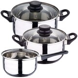 thumbnail of WellHome - Set di pentole in acciaio inox da 5 pezzi con set di padelle da 3 pezzi Ø16/20/24 cm in alluminio pressato blu metallizzato