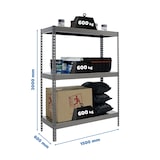 thumbnail of SimonRack Industrieregal, 2000x1500x600 mm, 600 kg am Biegepunkt, 3 Metallböden, Garagenregal, Grau/Verzinkt- Simonforte