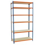 thumbnail of Maderclick schraubenloses Metallregal 6 Böden. Farbe BLAU/HOLZ 2500x1100x300 mm