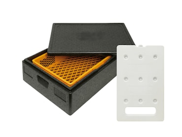 KIT FRÍO - 1 contenedor isotérmico PPE 53L - Apertura superior - Tamaño adecuado para cajas de 60 x 40 cm + 1 placa eutéctica fría GN1/1 4kg