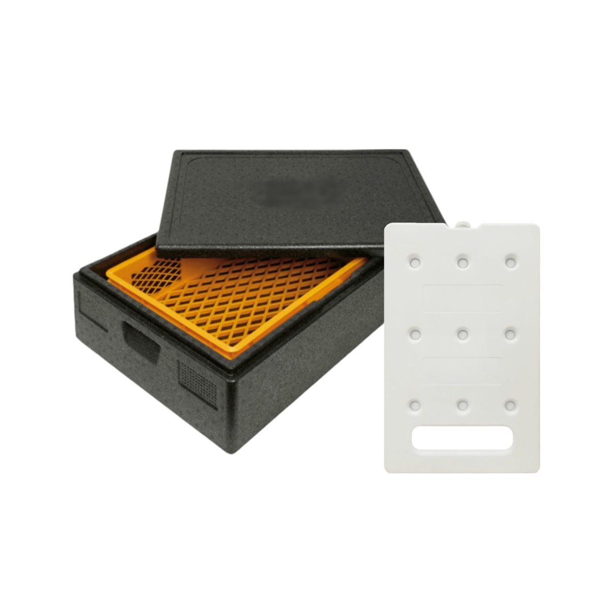 KIT FROID - 1 conteneur isotherme PPE 53L - Ouverture par le haut - Format adapté aux caisses 60 x 40 cm + 1 plaque eutectique GN1/1 froide 4kg