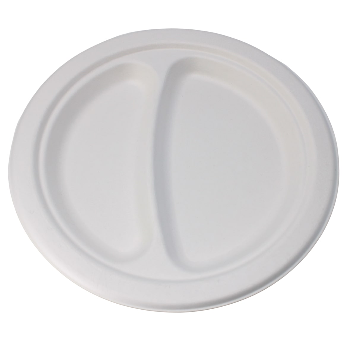 Teller, Zuckerrohr Bio Teller,  2 geteilt Einweg-Partyteller Menüteller rund aus Zellstoff, Ø 23 cm  1000 Stück