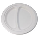 thumbnail of Teller, Zuckerrohr Bio Teller,  2 geteilt Einweg-Partyteller Menüteller rund aus Zellstoff, Ø 23 cm  1000 Stück