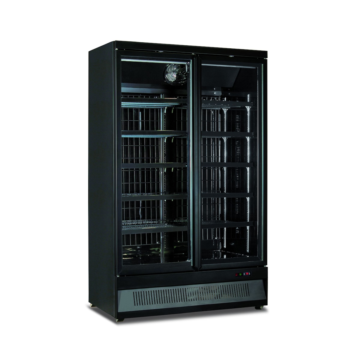 Armadio frigo murale 2 porte ventilato. Motoventola assiale. Temperatura positiva  0°C/+10°C. Regolatore di temperatura elettronico. MR126TN2BLK