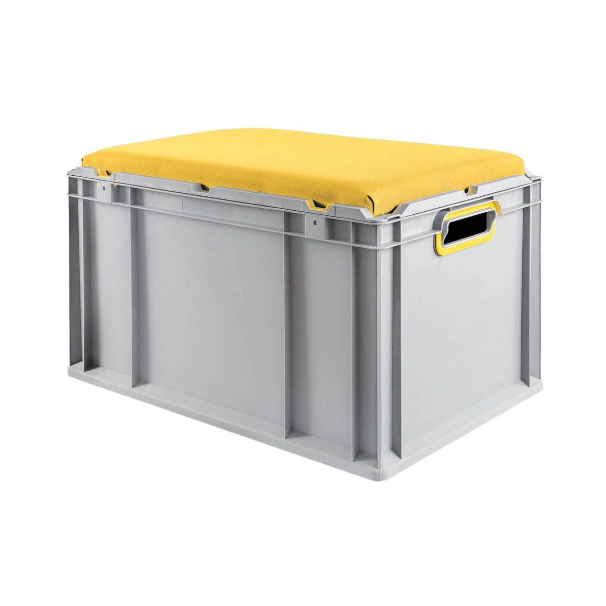 PROREGAL Eurobox NextGen Seat Box Gelb | HxBxT 36,5x40x60cm | 65 Liter | Griffe offen | Eurobehälter, Sitzbox, Transportbox, Transportbehälter
