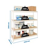 thumbnail of SimonRack Étagères Charge Lourde 2000x2100x450 mm, 4 Niveaux en Bois, 500 kg par Niveau, Structure Acier, Blanc/Bois - Simonforte