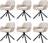 thumbnail of Drehbare Esszimmerstühle 6er-Set Samt Beige mit Armlehnen, Metallgestell