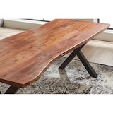 thumbnail of SAM® Esstisch Baumkante massiv Akazie nuss 220 x 100 X-Gestell schwarz XANTEN