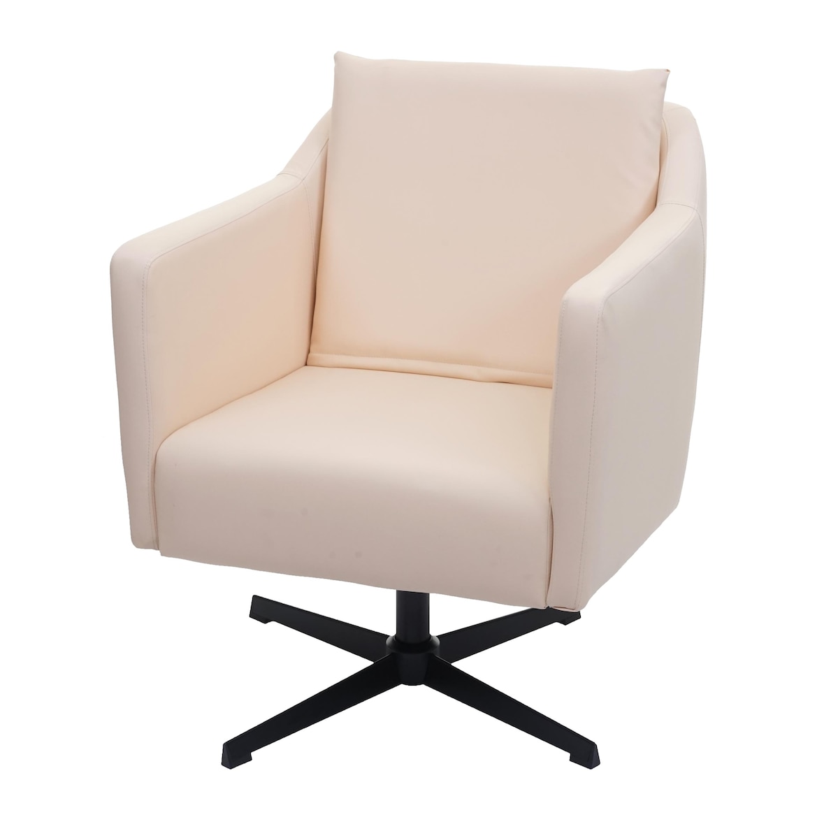 Lounge-Sessel HWC-H93b, Sessel Cocktailsessel Relaxsessel mit Fußkreuz, drehbar ~ Kunstleder creme-beige
