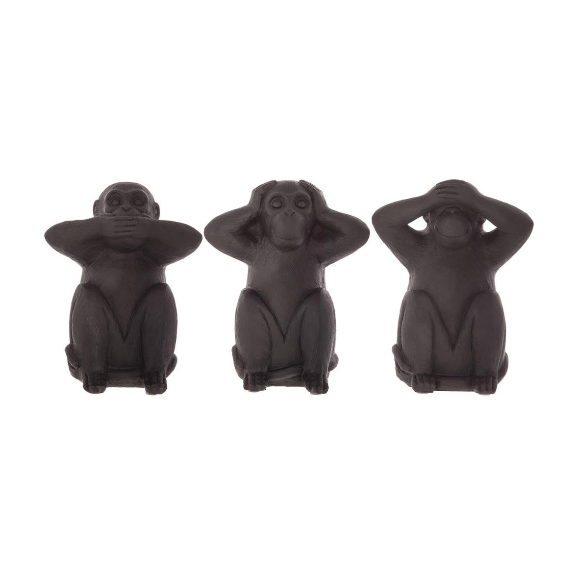Lot de 3 Singes Sagesse en Résine Noire