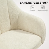 thumbnail of Bürostuhl Drehstuhl Stoff Samtoptik Beige 63x60x94 cm höhenverstellbar 49 bis 58 cm mit Wippfunktion 360 Grad und Rollen