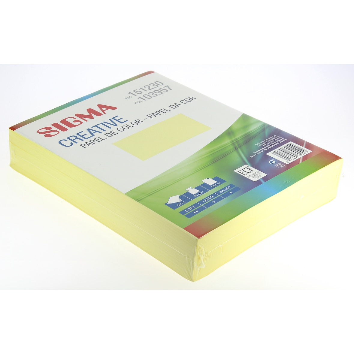 Pacote de 500 folhas A4 80 gramas Amarelo Pastel SIGMA