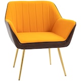 thumbnail of HOMCOM butaca de salón sillón de salón tapizado en cuero Sintético y terciopelo con reposabrazos patas doradas y marco de acero carga 120 kg gris