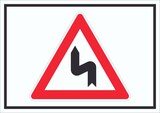 thumbnail of Schild Achtung Doppelkurve links Symbol A0 (841x1189mm)