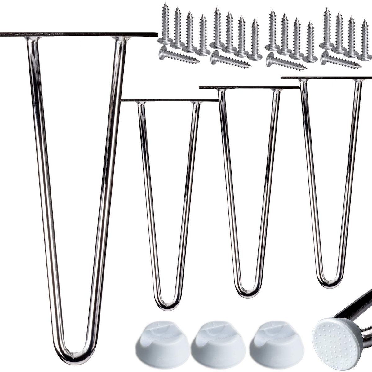4x Haarnadel Tischbeine EDELSTAHL SCHWARZ CHROME Möbel Tischgestell Hairpin Leg CHROM 2 Streben 35