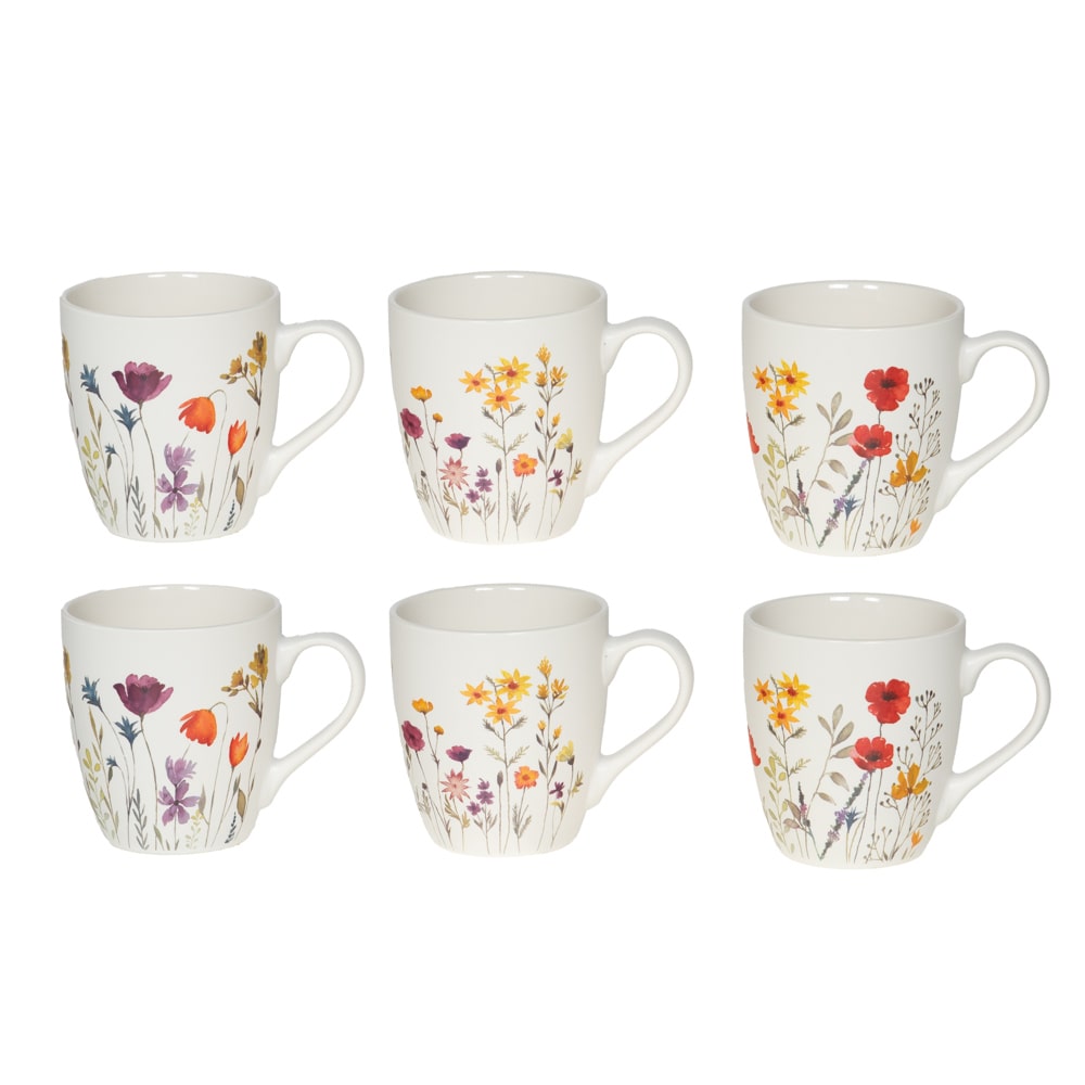 Coffret de 6 tasses Iris 23 cl -  Multicolore Rond Porcelaine Table Passion 11.00x8.00 cm