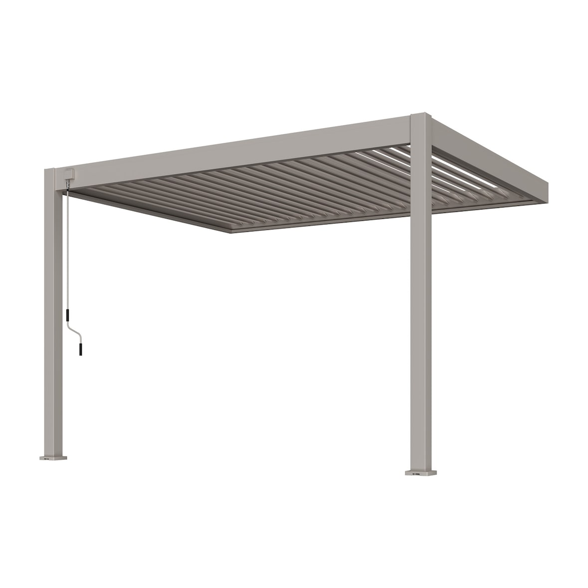 Weide Deluxe | Wand Pergola | Voll Aluminium | 3 x 3,6 M | Lamellendach Ivory Sand