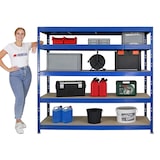thumbnail of PROREGAL Profi Schwerlastregal RHINO | HxBxT 180x200x60cm | 5 Spanplatten-Ebenen 8mm | Fachlast 500kg | Blau | Stecksystem Lagerregal Regalsystem