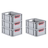 thumbnail of PROREGAL 10x Eurobox NextGen Color | HxBxT 17x30x40cm | 16 Liter | Griffe rot offen | Glatter Boden | Eurobehälter