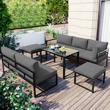 thumbnail of Outdoor-Tisch- und Stuhl-Set aus Aluminium in Schwarz/Grau, mit Tisch 95x56x65 cm, flexibel kombinierbar