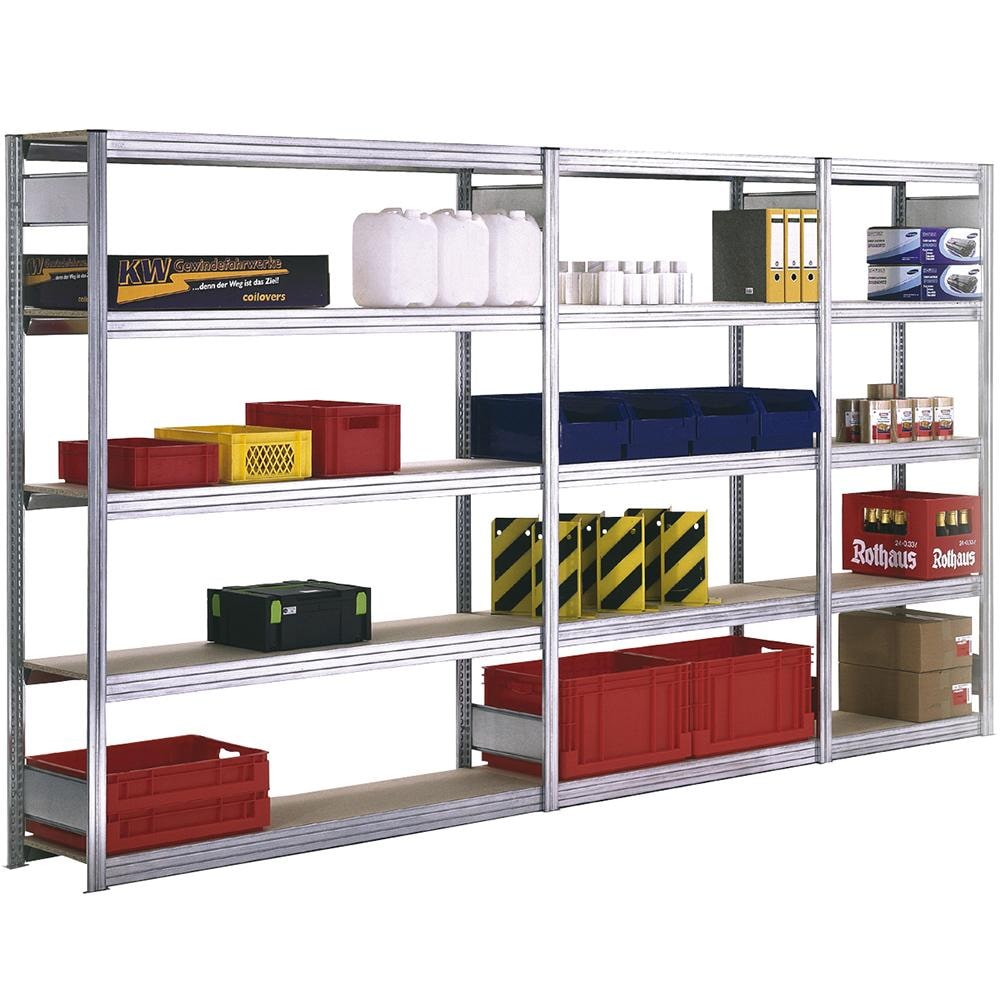 PROREGAL Weitspannregal FALKE | Medium-Duty | Grundregal | HxBxT 250x87x60cm | 6 Ebenen | Fachlast 250kg | Verzinkt