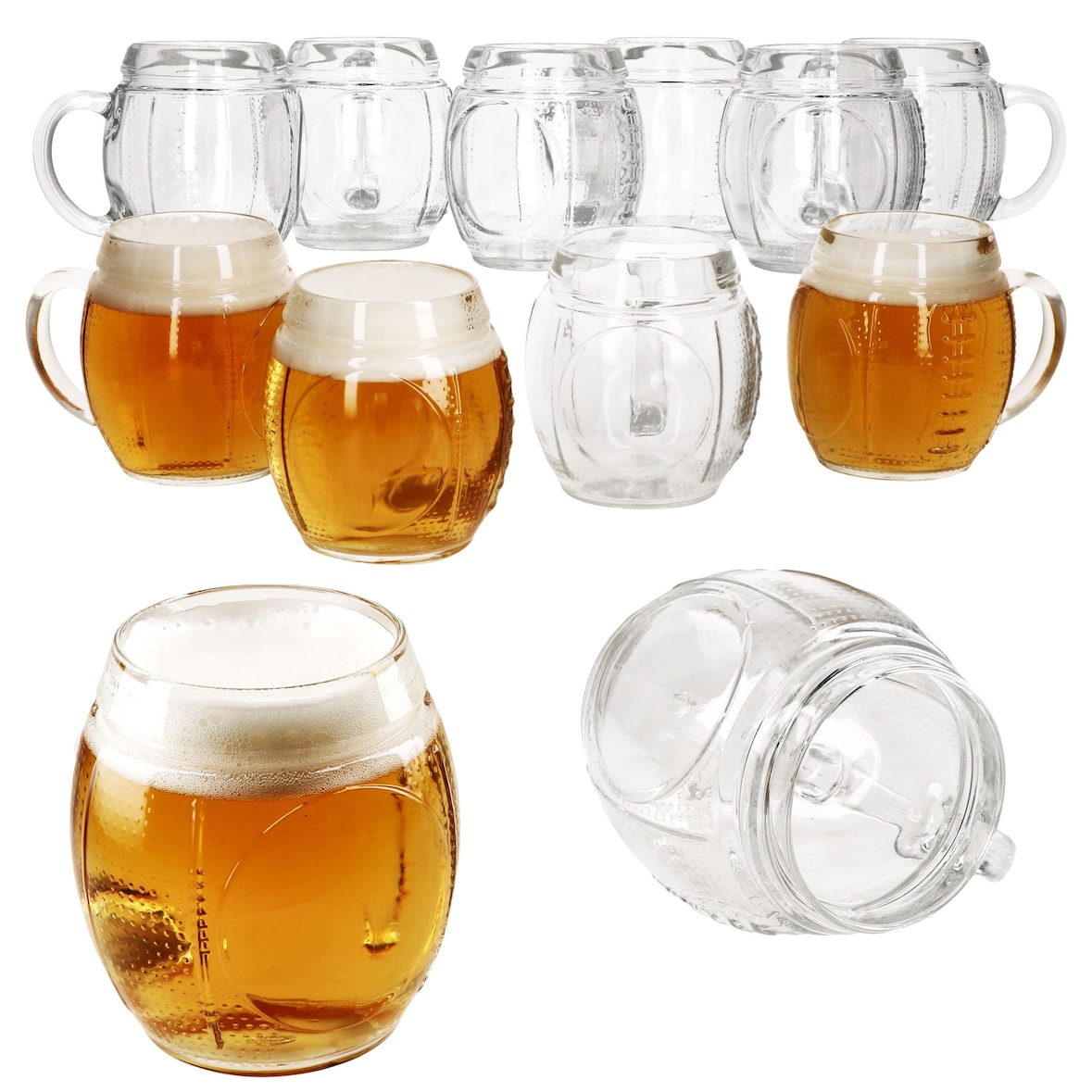 12x Football Biergläser 0,5L geeicht Pille-Relief 12 Personen Bierkrüge aus Glas
