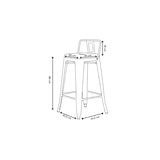 thumbnail of Set di 4 sgabelli da bar in metallo grezzo zincato stile industriale - Con schienale - Altezza 66 cm